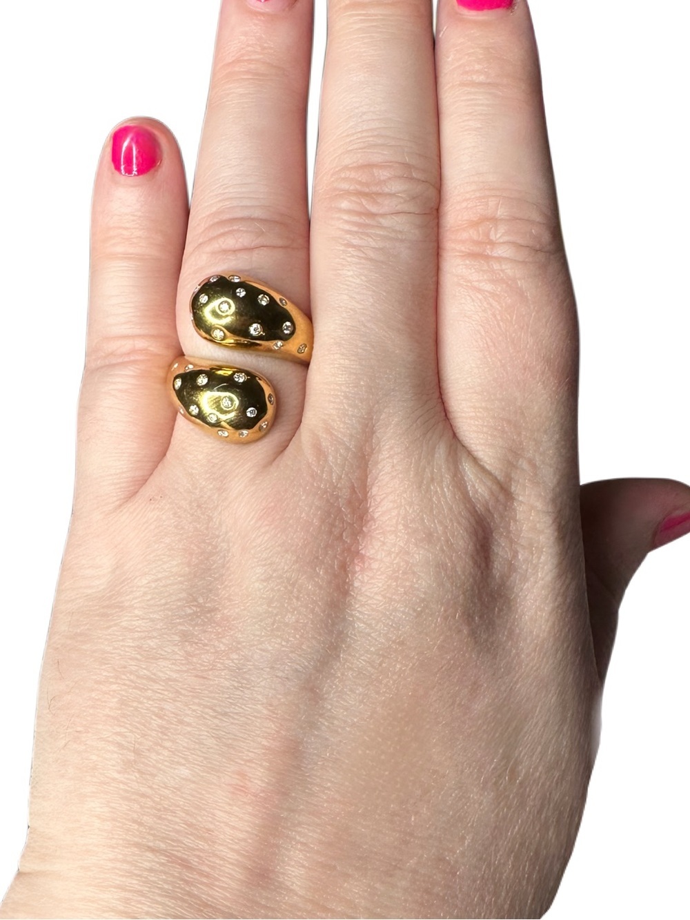 5/$25 😻 Gold Open Teardrop Ring with Crystal Accents